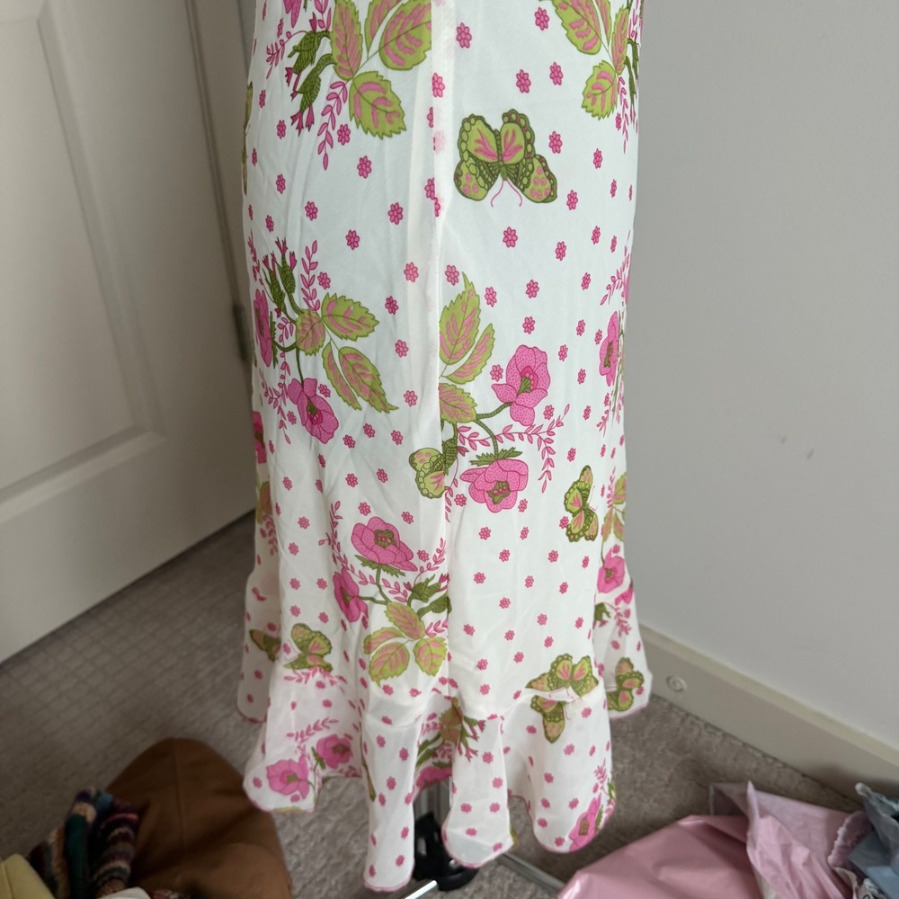 Vintage Y2K Floral Print Lace Detail Sequin Midi Dress - Picture 6 of 10